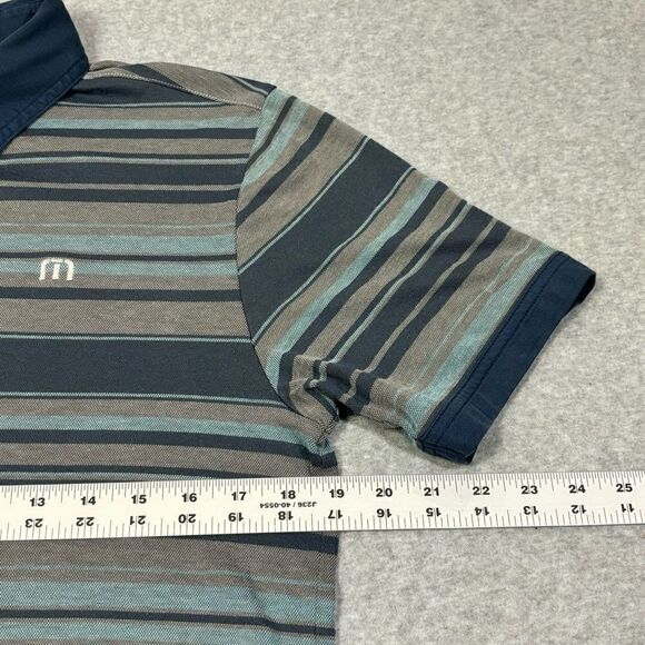 Travis Matthew Mens Golf Polo Shirt Size Small Blue Striped Short Sleeve Summer - Picture 5 of 7
